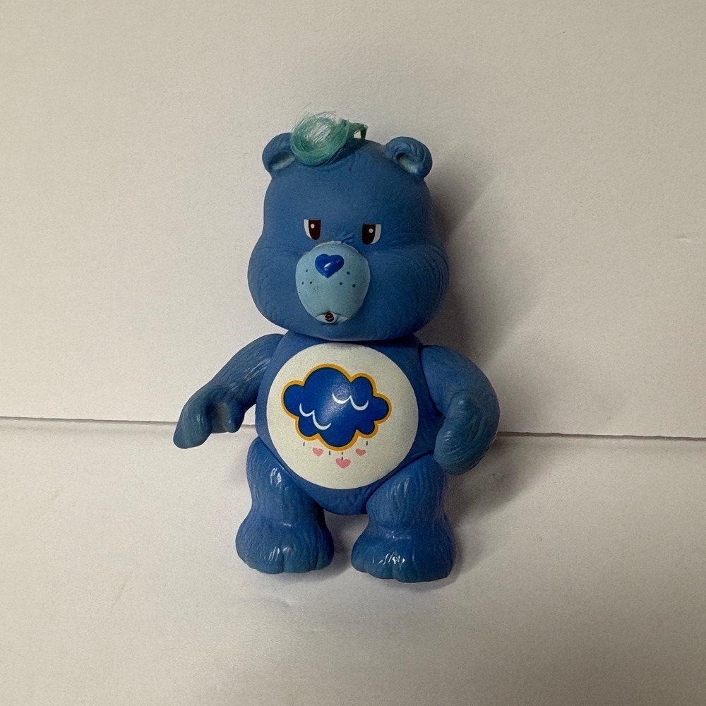 Vintage Care Bears Grumpy Bear Posable Action Figure Kenner 80s Blue Rain Cloud